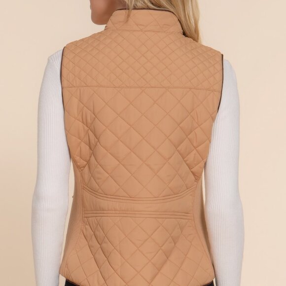 Suede Piping Quilted Padding Vest - Picture 7 of 7